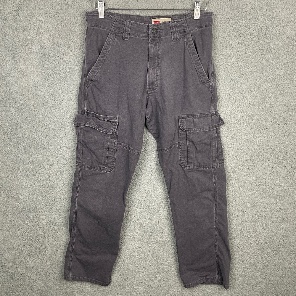 WRANGLER Pants Mens 30x30 Gray Relaxed Fit Cargo Pocket Workwear Stretch Casual